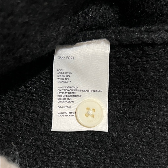 OAK + FORT Black Cardigan with Cream Trim - Picture 4 of 6